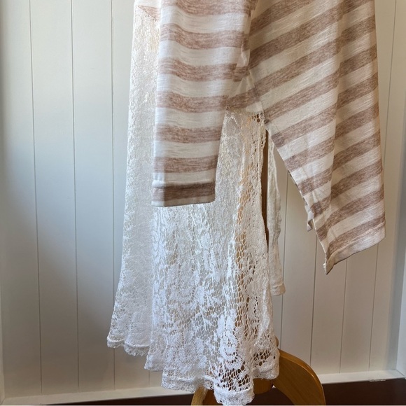 A’reve High-Low Boho Womens Striped Tunic & Lace Top, Size Medium - Picture 4 of 12